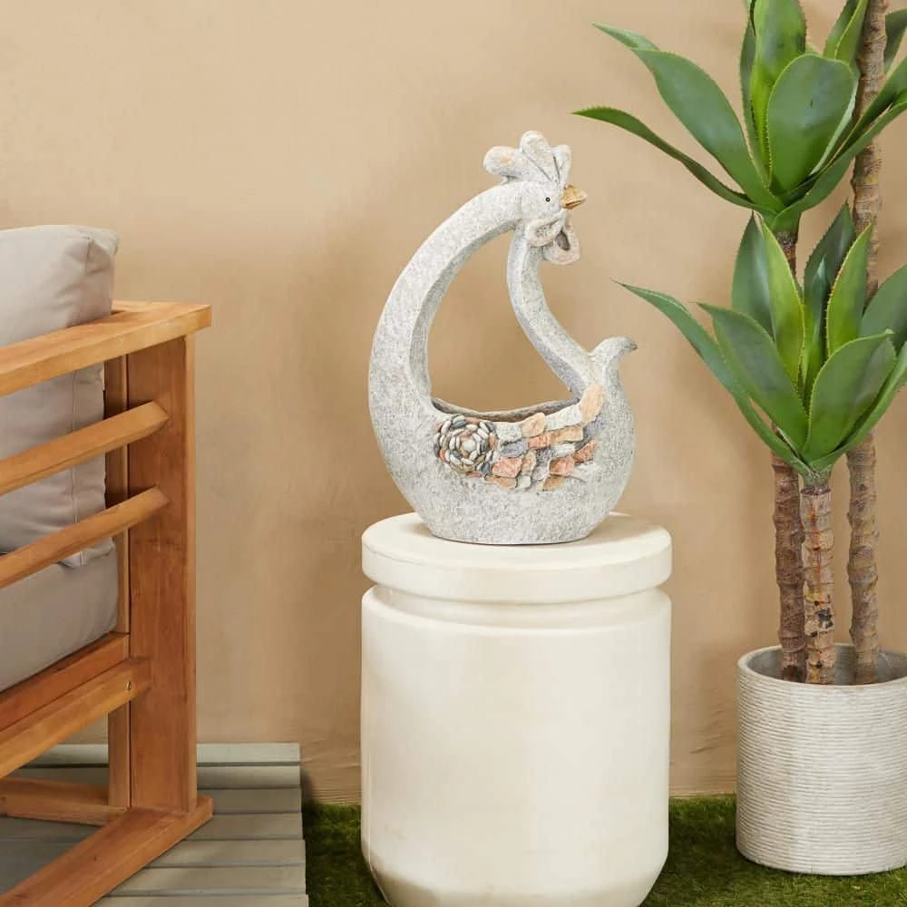 Litton Lane 20 in. x 13 in. Gray Fiberglass Traditional Planter 9 Litton Lane 20 in. x 13 in. Gray Fiberglass Traditional Planter - Image 7