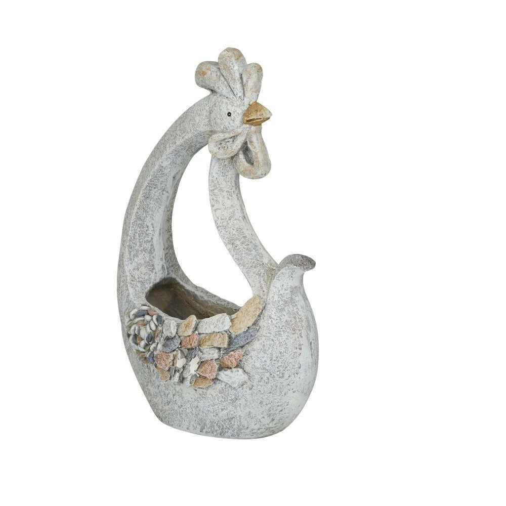 Litton Lane 20 in. x 13 in. Gray Fiberglass Traditional Planter 4 Litton Lane 20 in. x 13 in. Gray Fiberglass Traditional Planter - Image 2