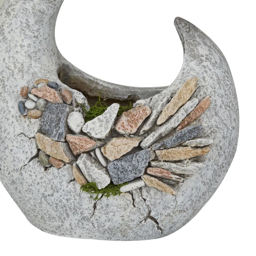 Litton Lane 18 in. x 13 in. Gray Fiberglass Traditional Planter 7 Litton Lane 18 in. x 13 in. Gray Fiberglass Traditional Planter - Image 5