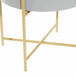 Litton Lane 16 in. x 12 in. Gray Metal Modern Planter (Set of 2) -Litton Lane Sales Store gray litton lane plant pots 22410 fa 1000