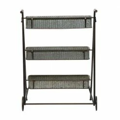 Litton Lane 37 in. Grey Metal Farmhouse Plantstand