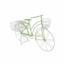Litton Lane 35 in. Green Round Metal Bicycle Plantstand with 2-Tiers -Litton Lane Sales Store green litton lane plant stands 36763 44 1000