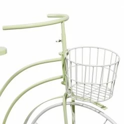 Litton Lane 35 in. Green Round Metal Bicycle Plantstand with 2-Tiers