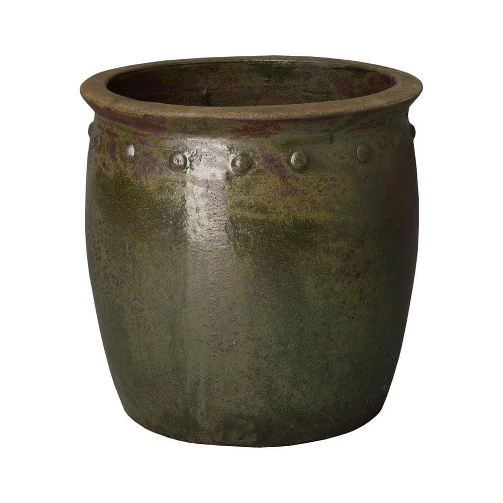 Emissary 18 in. Dia Round Green Wash Ceramic Planter 3 Emissary 18 in. Dia Round Green Wash Ceramic Planter