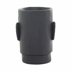 Litton Lane 18 in. H x 14 in. Dark Gray MGO Contemporary Head Planter -Litton Lane Sales Store grey litton lane plant pots 040180 66 1000