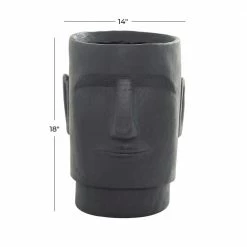 Litton Lane 18 in. H x 14 in. Dark Gray MGO Contemporary Head Planter -Litton Lane Sales Store grey litton lane plant pots 040180 76 1000