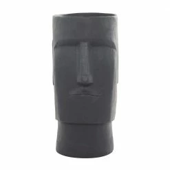 Litton Lane 23 in. H x 13 in. Dark Gray MGO Contemporary Head Planter