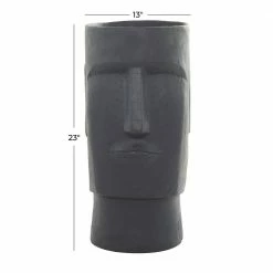 Litton Lane 23 in. H x 13 in. Dark Gray MGO Contemporary Head Planter -Litton Lane Sales Store grey litton lane plant pots 040938 76 1000