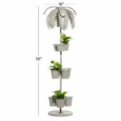 Litton Lane 55 in. H x 16 in. W Grey Contemporary Metal Planter -Litton Lane Sales Store grey litton lane plant pots 041206 76 1000