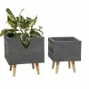 Litton Lane 13 in. x 11 in. Grey Fiber Clay Contemporary Planter (Set of 2) -Litton Lane Sales Store grey litton lane plant pots 46494 64 1000