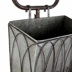 Litton Lane 20 in. Grey Metal Farmhouse Planter -Litton Lane Sales Store grey litton lane plant pots 50819 4f 1000