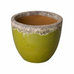 Emissary Large 20 in. Lime Ceramic Reef Round Planter