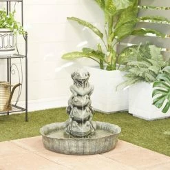 Litton Lane Green Resin Rustic Indoor and Outdoor Fountain -Litton Lane Sales Store litton lane freestanding fountains 040288 31 1000