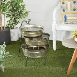 Litton Lane Gray Metal Farmhouse Indoor and Outdoor Fountain -Litton Lane Sales Store litton lane freestanding fountains 70550 31 1000