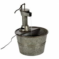 Litton Lane Gray Metal Farmhouse Indoor and Outdoor Fountain
