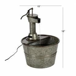 Litton Lane Gray Metal Farmhouse Indoor and Outdoor Fountain -Litton Lane Sales Store litton lane freestanding fountains 70551 76 1000