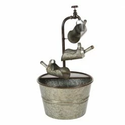 Litton Lane Gray Metal Farmhouse Indoor and Outdoor Fountain