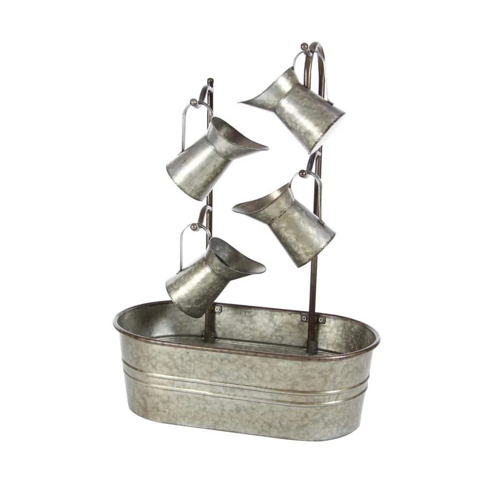 Litton Lane Gray Metal Farmhouse Indoor and Outdoor Fountain 6 Litton Lane Gray Metal Farmhouse Indoor and Outdoor Fountain - Image 4
