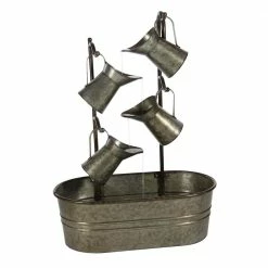Litton Lane Gray Metal Farmhouse Indoor and Outdoor Fountain