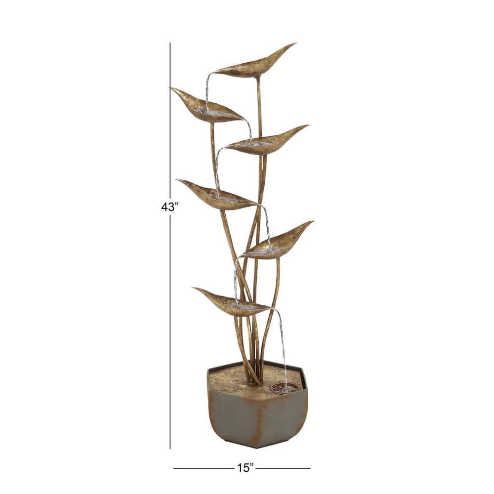 Litton Lane Gold Metal Rustic Indoor and Outdoor Fountain 10 Litton Lane Gold Metal Rustic Indoor and Outdoor Fountain - Image 8
