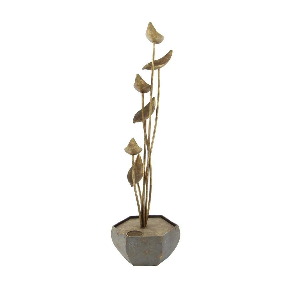 Litton Lane Gold Metal Rustic Indoor and Outdoor Fountain 4 Litton Lane Gold Metal Rustic Indoor and Outdoor Fountain - Image 2