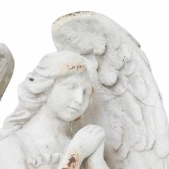 Litton Lane 32 in. White Magnesium Oxide Country Cottage Angel Garden Sculpture -Litton Lane Sales Store litton lane garden statues 040036 44 1000