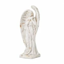 Litton Lane 32 in. White Magnesium Oxide Country Cottage Angel Garden Sculpture -Litton Lane Sales Store litton lane garden statues 040036 c3 1000
