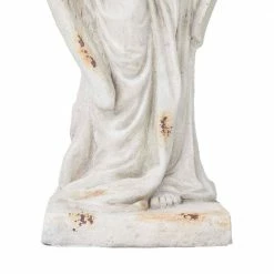 Litton Lane 32 in. White Magnesium Oxide Country Cottage Angel Garden Sculpture -Litton Lane Sales Store litton lane garden statues 040036 fa 1000