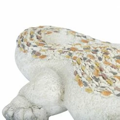 Litton Lane 6 in. White Polystone Farmhouse Lizard Garden Sculpture -Litton Lane Sales Store litton lane garden statues 040046 44 1000