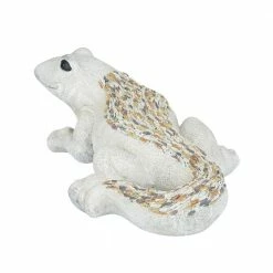 Litton Lane 6 in. White Polystone Farmhouse Lizard Garden Sculpture -Litton Lane Sales Store litton lane garden statues 040046 66 1000