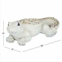 Litton Lane 6 in. White Polystone Farmhouse Lizard Garden Sculpture -Litton Lane Sales Store litton lane garden statues 040046 76 1000