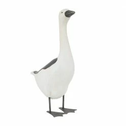 Litton Lane 25 in. White Polystone French Country Bird Garden Sculpture