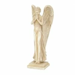 Litton Lane 34 in. Cream Magnesium Oxide Country Cottage Angel Garden Sculpture