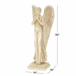Litton Lane 34 in. Cream Magnesium Oxide Country Cottage Angel Garden Sculpture -Litton Lane Sales Store litton lane garden statues 040139 76 1000