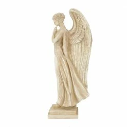 Litton Lane 34 in. Cream Magnesium Oxide Country Cottage Angel Garden Sculpture -Litton Lane Sales Store litton lane garden statues 040139 c3 1000