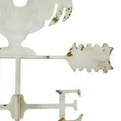 Litton Lane 48 in. White Metal Country Cottage Rooster Garden Sculpture -Litton Lane Sales Store litton lane garden statues 040596 fa 1000