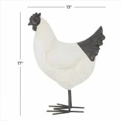 Litton Lane 17 in. White Polystone French Country Chicken Garden Sculpture -Litton Lane Sales Store litton lane garden statues 040617 76 1000