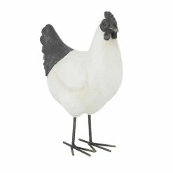Litton Lane 17 in. White Polystone French Country Chicken Garden Sculpture -Litton Lane Sales Store litton lane garden statues 040617 c3 1000