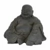 Litton Lane 18 in. Black Magnesium Oxide Traditional Buddha Garden Sculpture -Litton Lane Sales Store litton lane garden statues 040765 64 1000