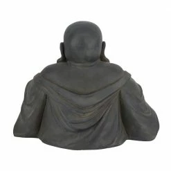 Litton Lane 18 in. Black Magnesium Oxide Traditional Buddha Garden Sculpture -Litton Lane Sales Store litton lane garden statues 040765 66 1000