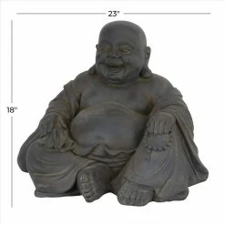 Litton Lane 18 in. Black Magnesium Oxide Traditional Buddha Garden Sculpture -Litton Lane Sales Store litton lane garden statues 040765 76 1000
