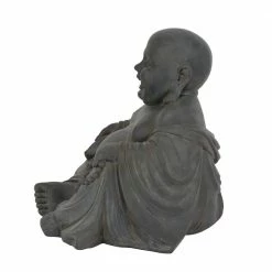Litton Lane 18 in. Black Magnesium Oxide Traditional Buddha Garden Sculpture -Litton Lane Sales Store litton lane garden statues 040765 c3 1000