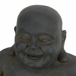 Litton Lane 18 in. Black Magnesium Oxide Traditional Buddha Garden Sculpture -Litton Lane Sales Store litton lane garden statues 040765 fa 1000