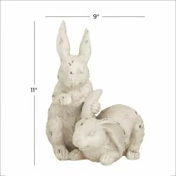 Litton Lane 11 in. White Resin Farmhouse Rabbit Garden Sculpture -Litton Lane Sales Store litton lane garden statues 040869 76 1000