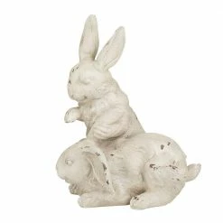 Litton Lane 11 in. White Resin Farmhouse Rabbit Garden Sculpture -Litton Lane Sales Store litton lane garden statues 040869 c3 1000