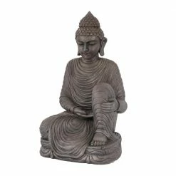 Litton Lane 36 in. Silver Magnesium Oxide Traditional Buddha Garden Sculpture