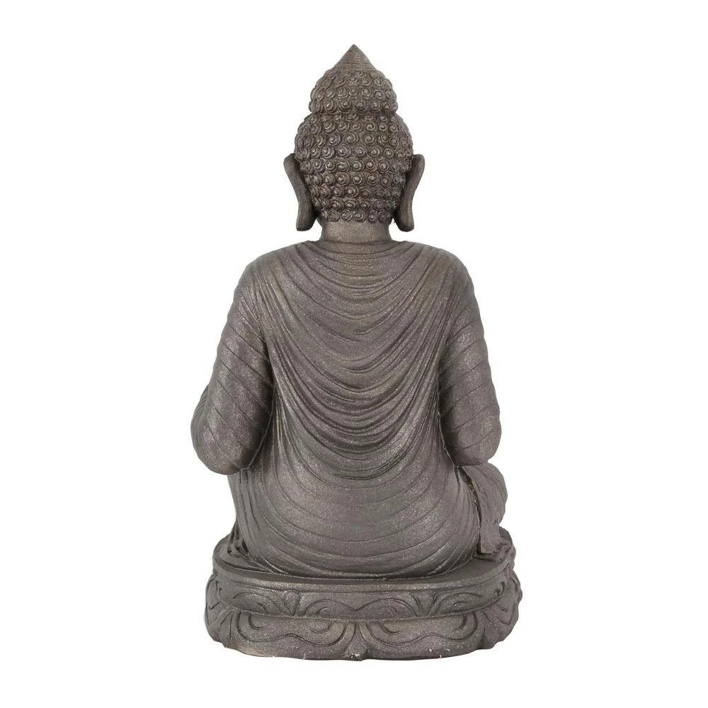 Litton Lane 36 in. Silver Magnesium Oxide Traditional Buddha Garden Sculpture 5 Litton Lane 36 in. Silver Magnesium Oxide Traditional Buddha Garden Sculpture - Image 3