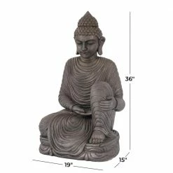 Litton Lane 36 in. Silver Magnesium Oxide Traditional Buddha Garden Sculpture 18 Litton Lane 36 in. Silver Magnesium Oxide Traditional Buddha Garden Sculpture -Litton Lane Sales Store litton lane garden statues 040870 76 1000