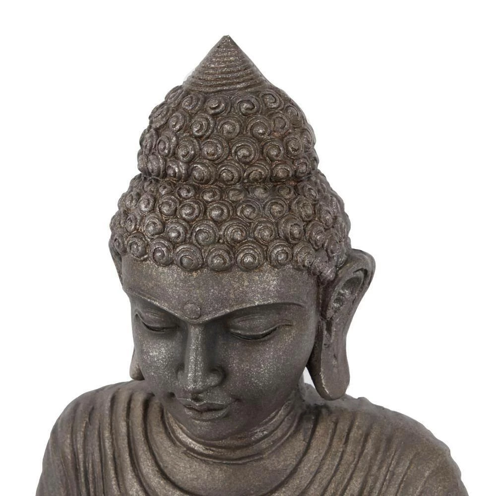 Litton Lane 36 in. Silver Magnesium Oxide Traditional Buddha Garden Sculpture 6 Litton Lane 36 in. Silver Magnesium Oxide Traditional Buddha Garden Sculpture - Image 4