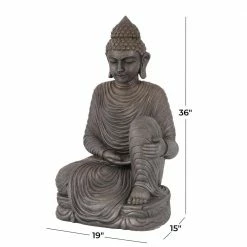 Litton Lane 36 in. Silver Magnesium Oxide Traditional Buddha Garden Sculpture 15 Litton Lane 36 in. Silver Magnesium Oxide Traditional Buddha Garden Sculpture -Litton Lane Sales Store litton lane garden statues 040870 c3 1000